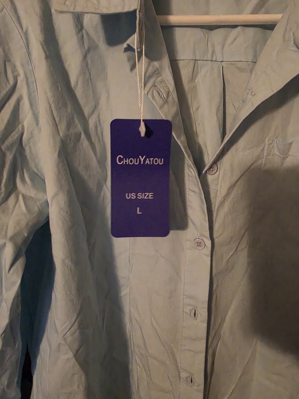 CHOUYATOU Light Blue Button-Up Dress